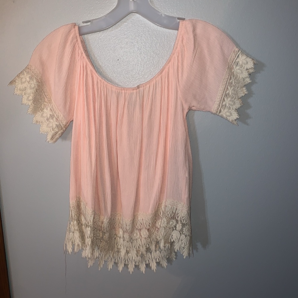 Blush Lace trim Blouse